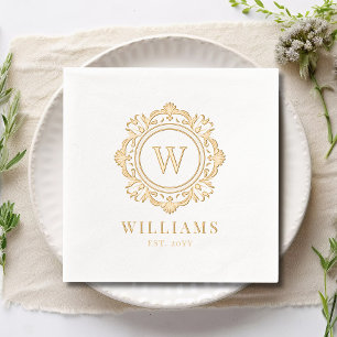 Monogramme floral orné Mariage or élégant