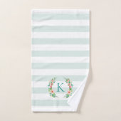Monogramme floral paradis et rayures (Serviette à main)