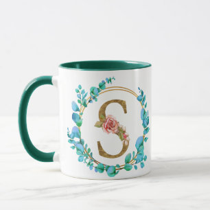 Monogramme floral personnalisé, de A à Z Mug