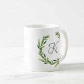 Monogramme floral personnalisé Mug initial (Devant droit)