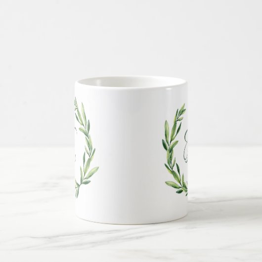 Monogramme floral personnalisé Mug initial (Centre)