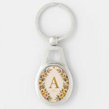 Monogramme Floral Porte-Clés Personnalisé