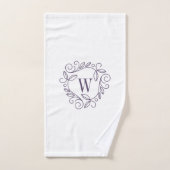 Monogramme floral pourpre élégant (Serviette à main)