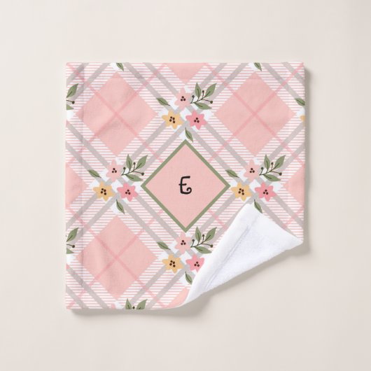 Monogramme floral rose (Gant de toilette)