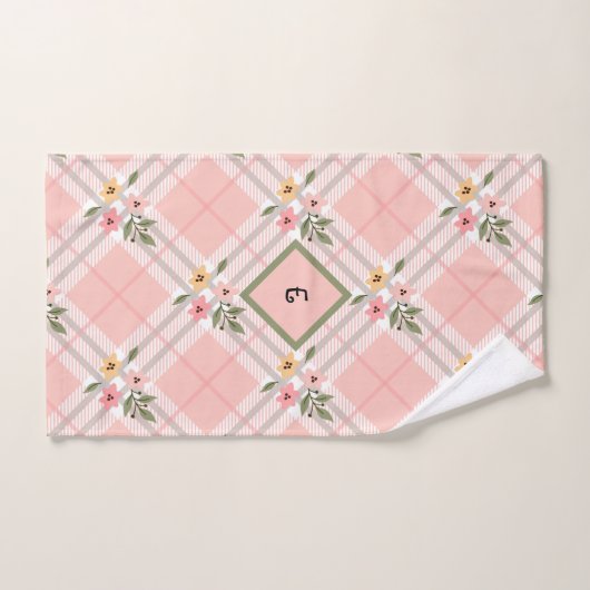 Monogramme floral rose (Serviette à main)