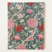Monogramme floral rose bleu élégant William Morris (Dos)
