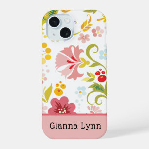Monogramme floral rose de style rétro