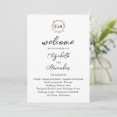 Monogramme Floral Rose Gold Foil Wedding Programme (Debout devant)