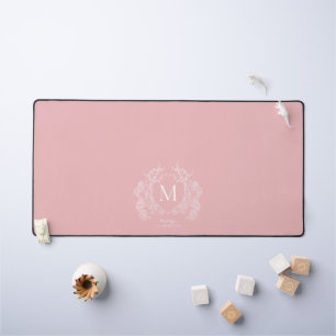 Monogramme floral rose-rose moderne