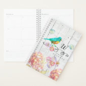 Monogramme floral Rustique Bluebird Rose Hydrangea (Devant avec enveloppe)