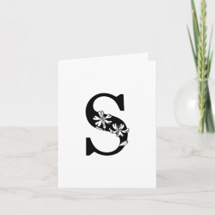 Monogramme Floral S sur carte à billets blancs
