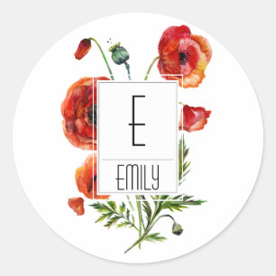Monogramme floral Stickers initiaux Fleurs de pavo