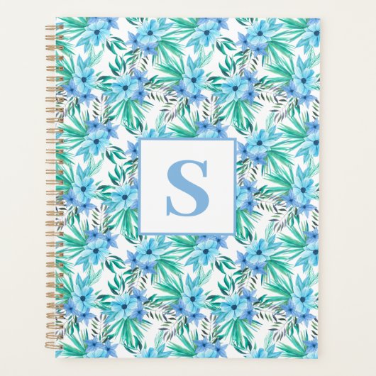 Monogramme floral tropical bleu (Devant)