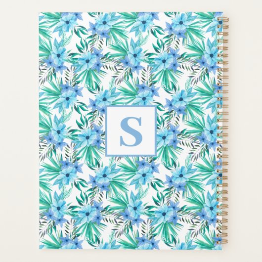Monogramme floral tropical bleu (Dos)
