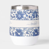 Monogramme Floral Vintage Bleu (Arrière)