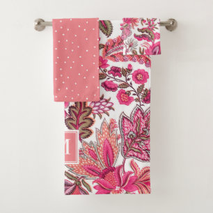 Monogramme floral vintage bohème rose