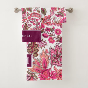 Monogramme floral vintage bohème rose