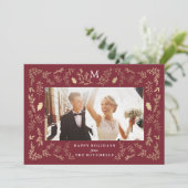 Monogramme Flourish | Carte de photo de vacances (Debout devant)