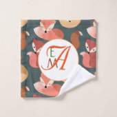 Monogramme Forêt Fox Couleurs automne automne auto (Gant de toilette)