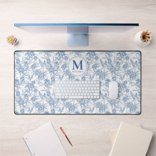 Monogramme français bleu vintage floral Toile de J