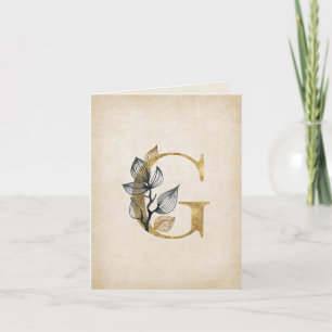 Monogramme G Floral Or et Noir avec Feuilles