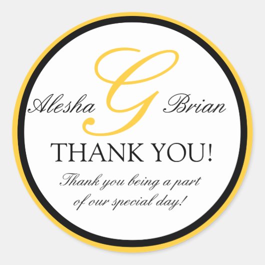 Monogramme G Mariage Favoriser Merci Stickers (Devant)
