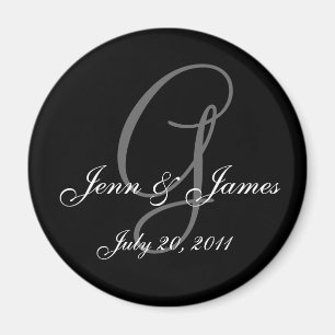 Monogramme G Mariage mariée pièce date aimant