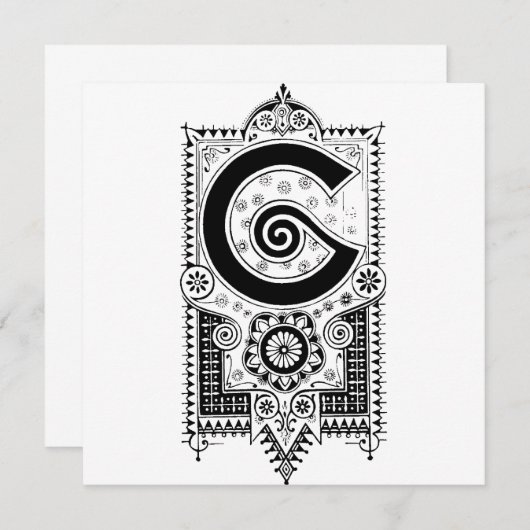 Monogramme G Modèle floral noir et blanc initial (Devant / Derrière)