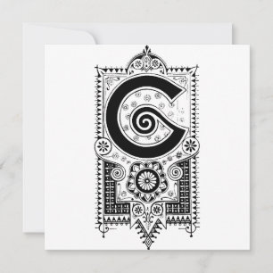 Monogramme G Modèle floral noir et blanc initial