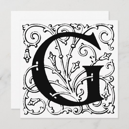 Monogramme G Modèle floral noir et blanc initial (Devant / Derrière)