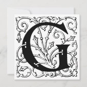 Monogramme G Modèle floral noir et blanc initial (Devant)
