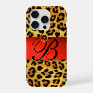 MONOGRAMME GEMME RUBIS ROUGE FOURRURE DE LÉOPARD I
