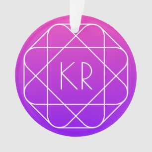 Monogramme géométrique cool Magenta Violet Pourp