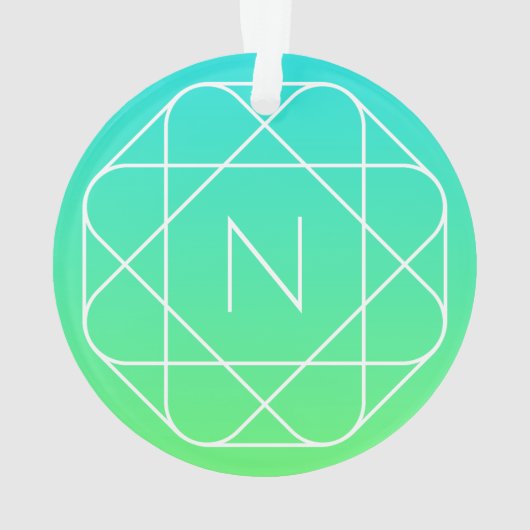 Monogramme géométrique cool | Ombre Vert bleu et c (dos)