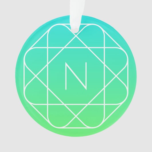 Monogramme géométrique cool | Ombre Vert bleu et c (devant)