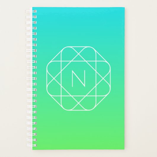 Monogramme géométrique cool | Ombre Vert bleu et c (Devant)