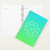 Monogramme géométrique cool | Ombre Vert bleu et c (Devant avec enveloppe)