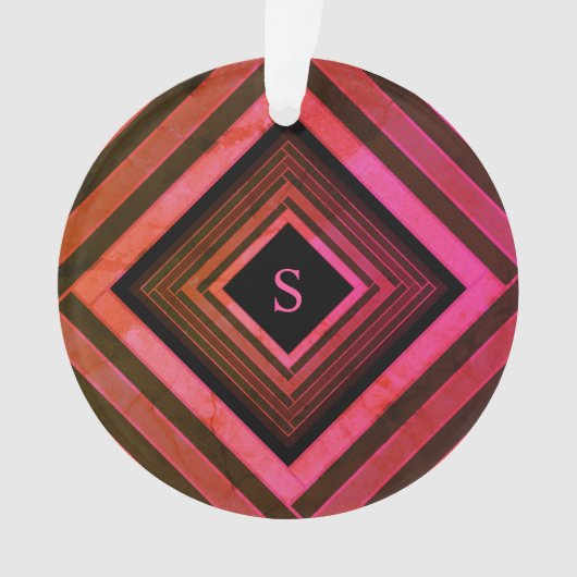 Monogramme géométrique rose rustique moderne (devant)