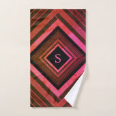 Monogramme géométrique rose rustique moderne (Serviette à main)