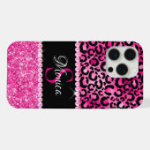Monogramme Glamour Tache de Léopard Noir et Rose C (Verso Horizontal)
