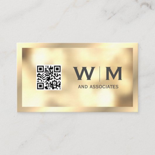 Monogramme Gold Bokeh | Carte de visite DE CODE QR (Devant)