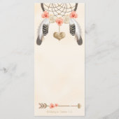 Monogramme Gold Coral Dreamcatcher Menu Mariage (Dos)