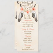 Monogramme Gold Coral Dreamcatcher Menu Mariage (Devant / Derrière)