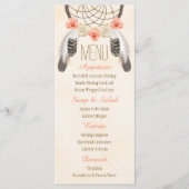 Monogramme Gold Coral Dreamcatcher Menu Mariage (Devant)