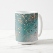 Monogramme Gold Stars sur Mug de café Turquoise (Devant droit)