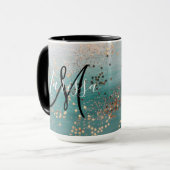 Monogramme Gold Stars sur Mug de café Turquoise (Devant gauche)