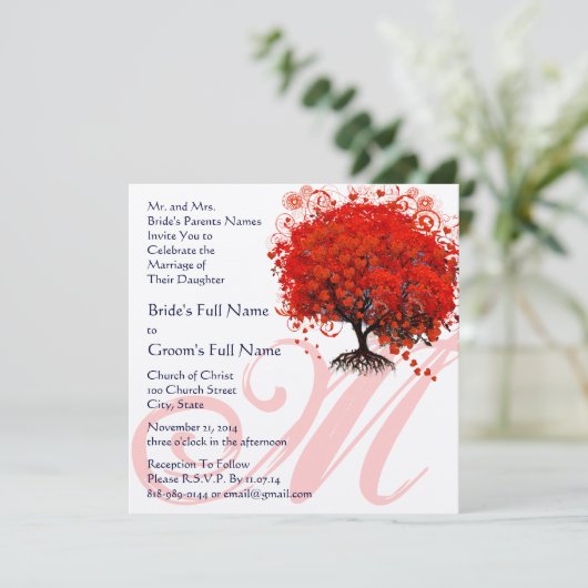 Monogramme gothique Faire-part de mariage d'arbre  (Debout devant)