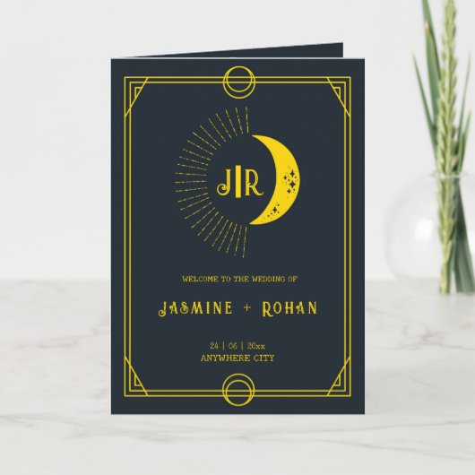 monogramme gothique pliable carte de programme de  (Devant)