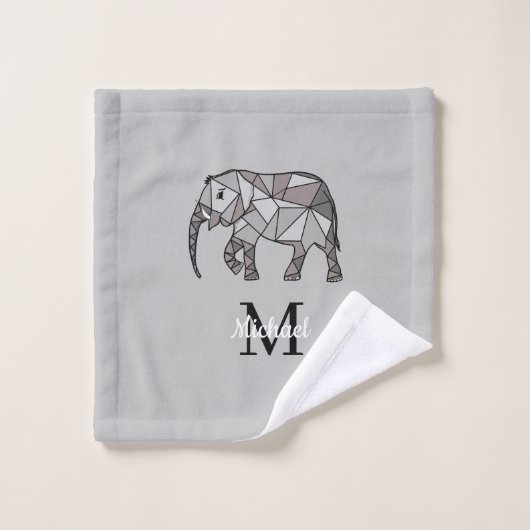 Monogramme Graphique mignon Eléphant Noir personna (Gant de toilette)