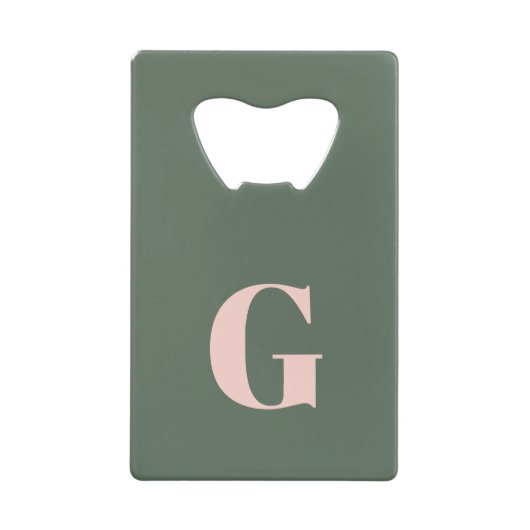 Monogramme gras minimaliste en vert et rose épicéa (Devant)